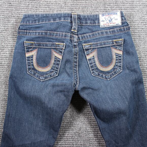 True Religion Jeans Womens 26 Blue Skinny 32 Inseam Contrast Stitch USA - Picture 7 of 12